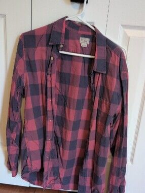 J. Crew Pink and Navy Plaid Tailored Button-Up Shirt
